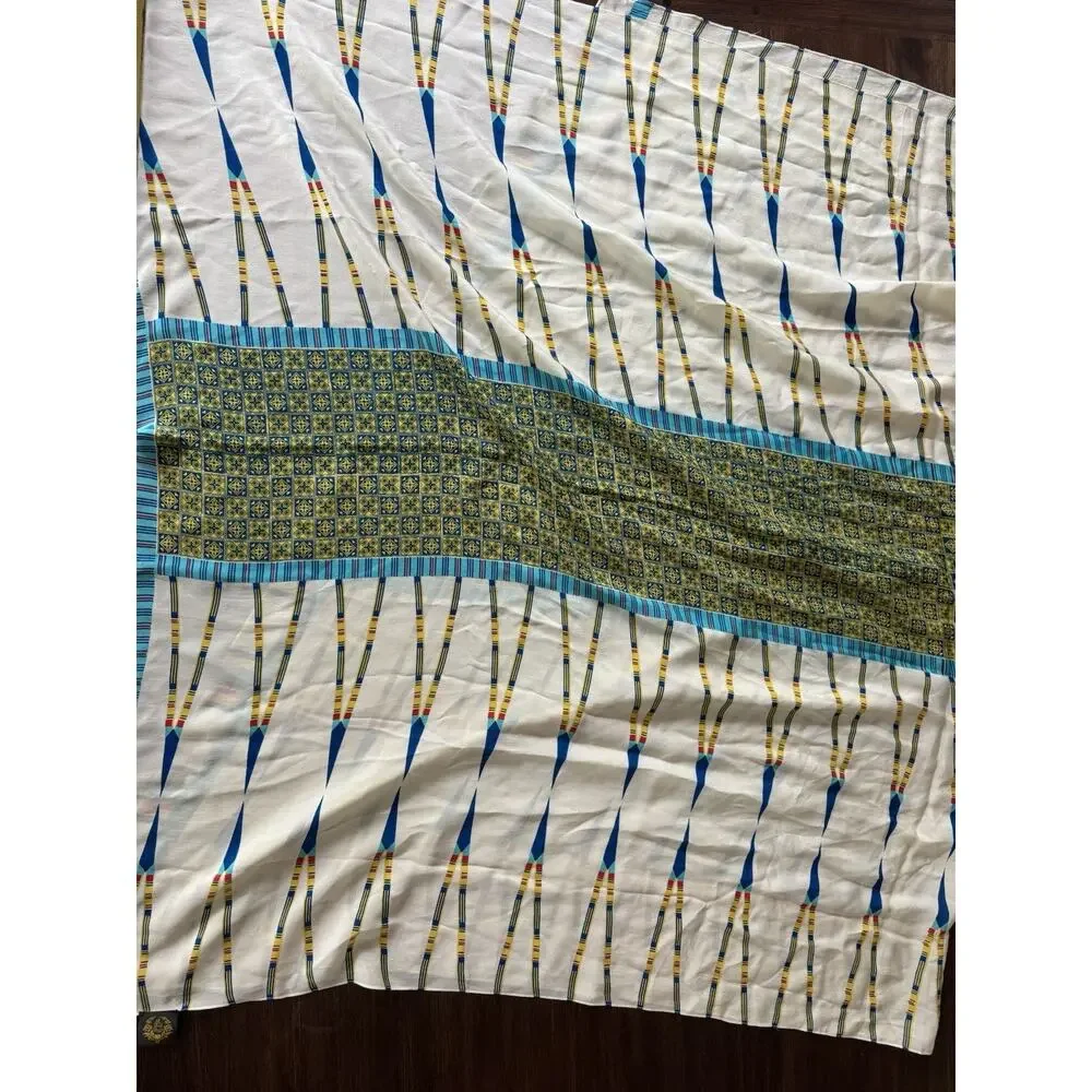 A Peace Treaty For Anthropologie Oversized 100% Silk Scarf Wrap Shawl Geometric